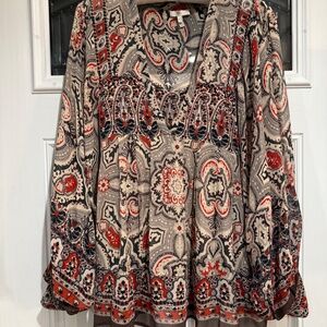 Joie Paisley Silk Boho Blouse, Large